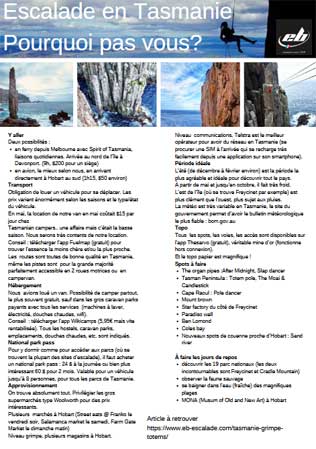 escalade tonsai en tasmanie