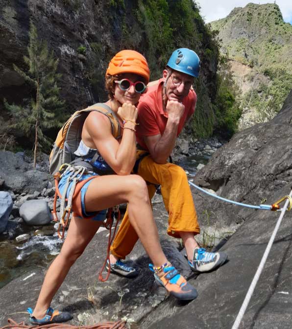 grande voie d'escalade à la Réunion
