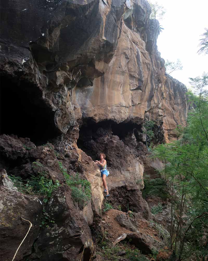 Voie escalade à la ravine du cap saint leu